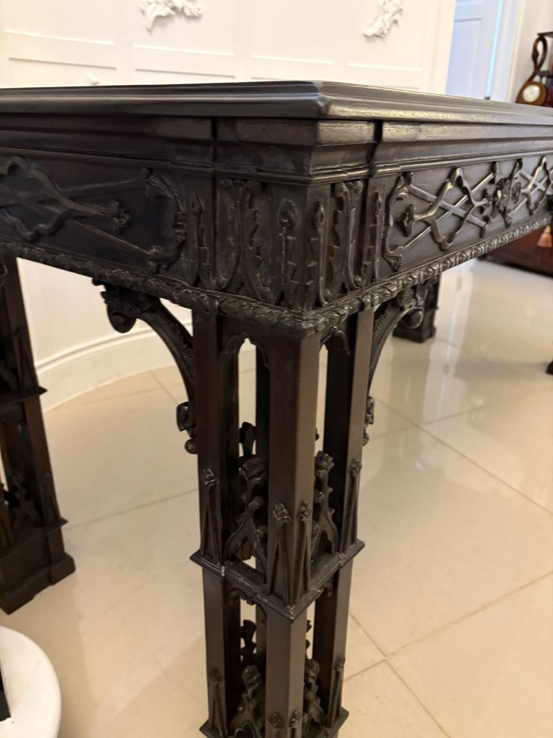 Large Antique Victorian Outstanding Quality Carved Mahogany Console Table in the Chinese Chippendale Manner - Image 8
